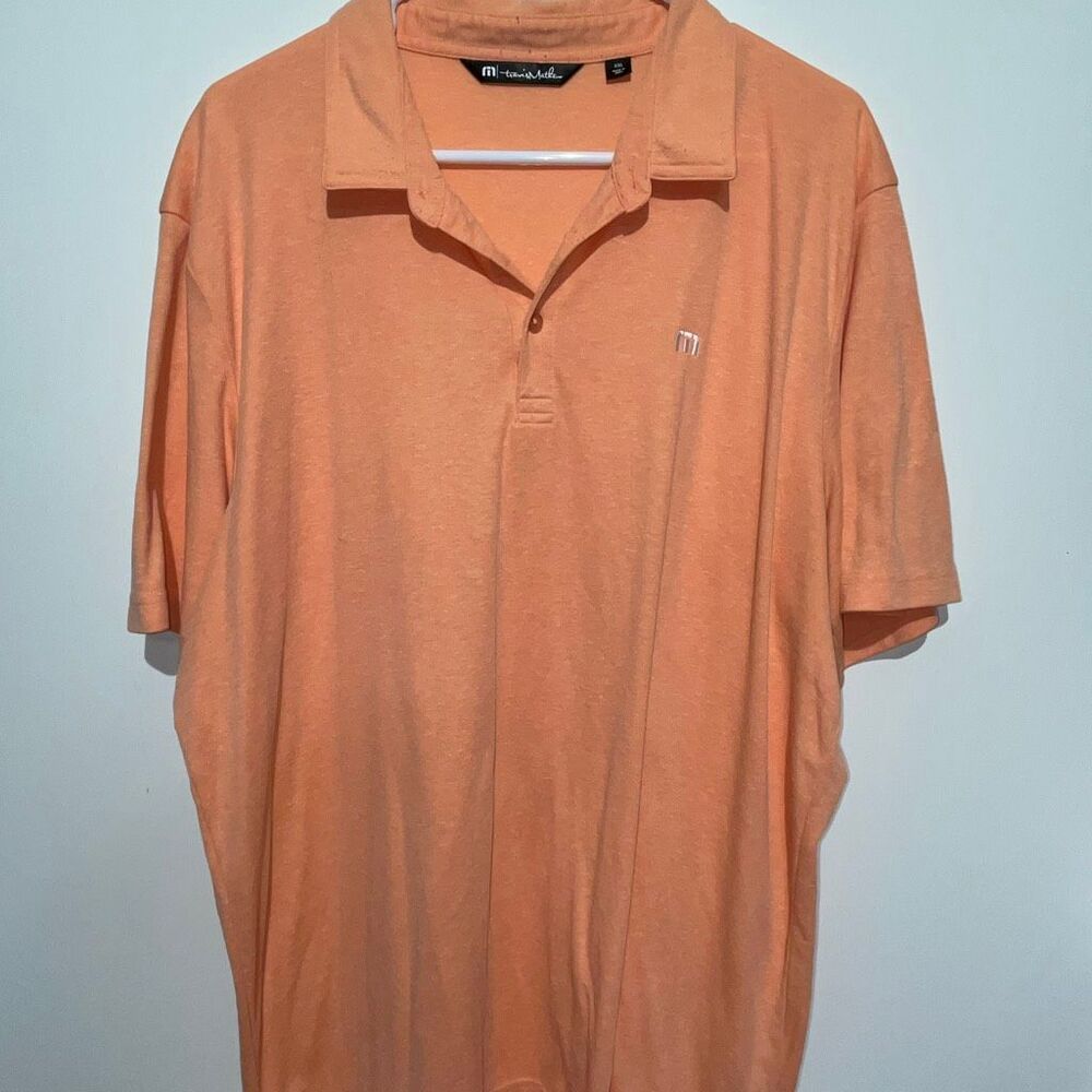 Travis Mathew Men's Peach Mucho Gusto Short Sleeve Golf Polo Shirt Size‎ XXL